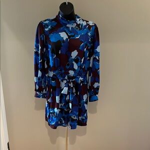 Who What Wear Floral Blue and Purple Women's Dress